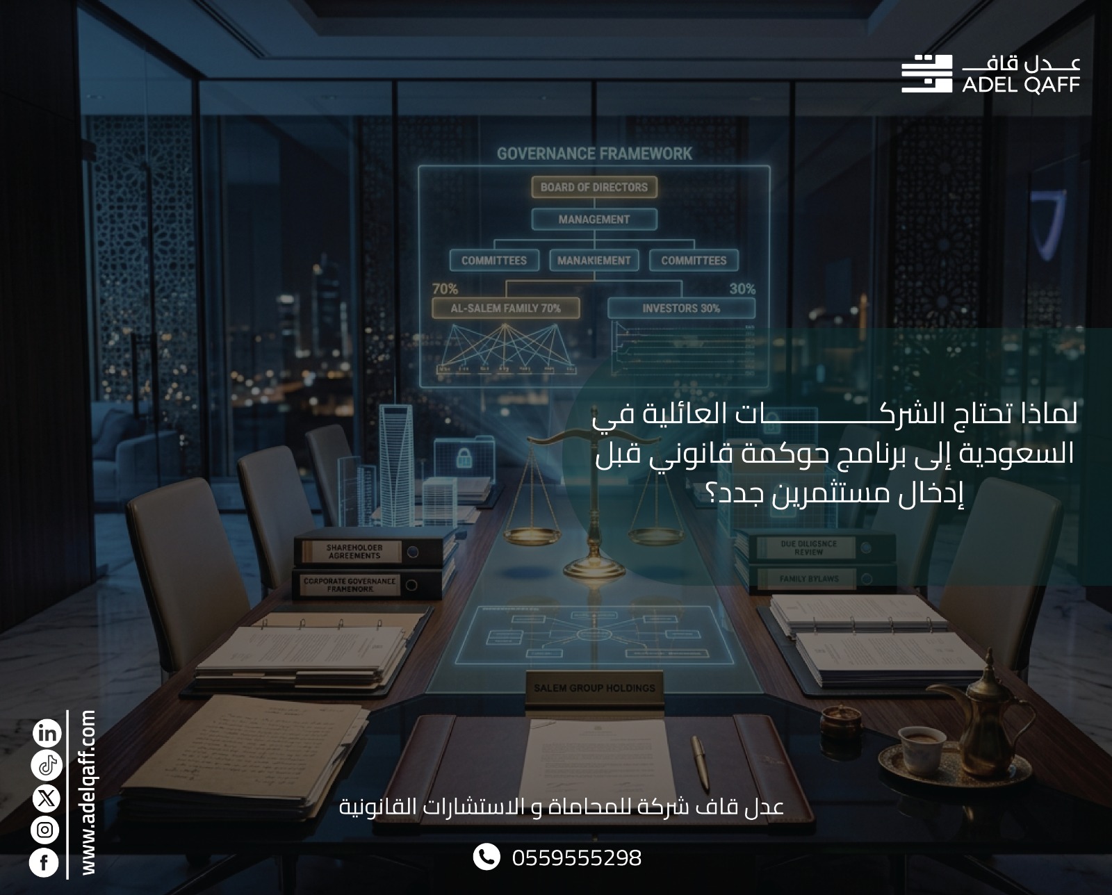 لماذا تحتاج الشركات العائلية في السعودية إلى برنامج حوكمة قانوني قبل إدخال مستثمرين جدد؟